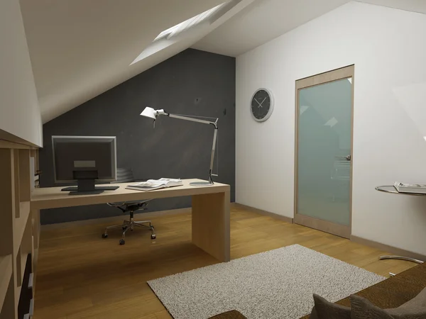 Modern bir iç 3D render. özel tasarım — Stok fotoğraf