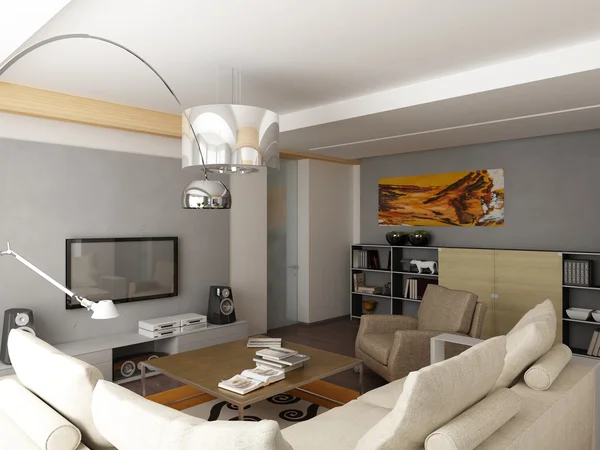 Render 3D konstrukcji nowoczesnych interior.exclusive — Zdjęcie stockowe