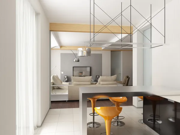 Moderne luxe keuken en eetkamer interieur — Stockfoto