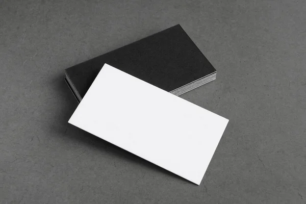 Cartões Branco Mockup Fundo Preto Espaço Cópia Para Texto — Fotografia de Stock