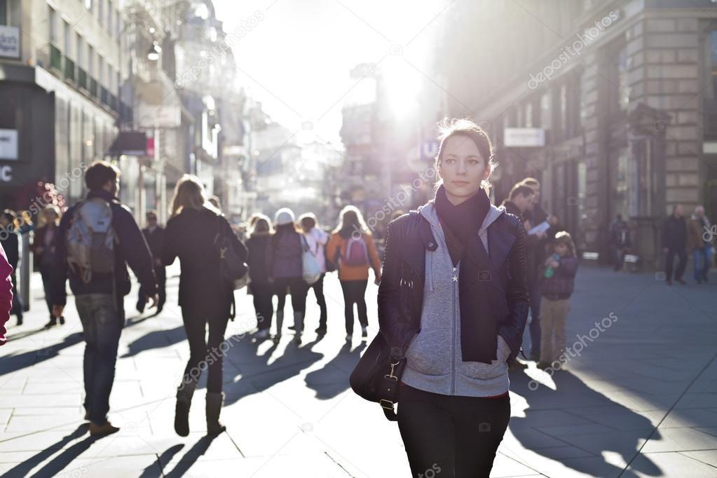 Urban girl at a city street