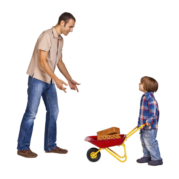 Father and son at work