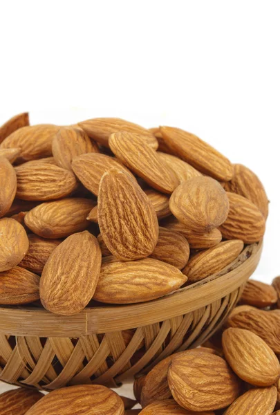 Almonds in basket — Stock Photo, Image
