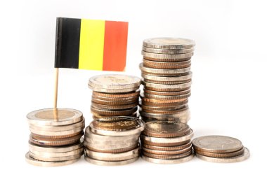 Stack of coins with Germany flag, business concept.