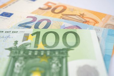 Euro banknotları, Finans, Hesap, İstatistik, Analitik araştırma verileri ve İşletme Sağlık Toplama Konsepti.