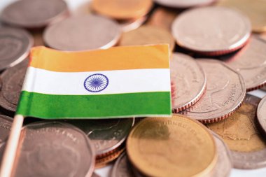 Hindistan bayraklı para yığını, finans bankacılığı kavramı.