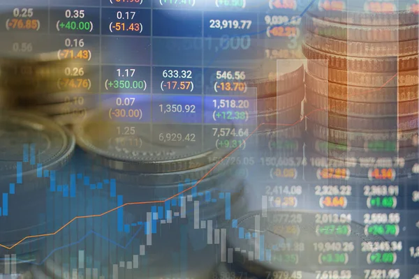 Tőzsdei Befektetési Kereskedési Pénzügyi Érme Grafikon Diagram Vagy Forex Elemzésére — Stock Fotó