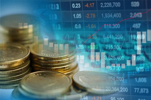 Aktienmarkt Investment Trading Finanz Münz Und Graphendiagramm Oder Forex Zur — Stockfoto