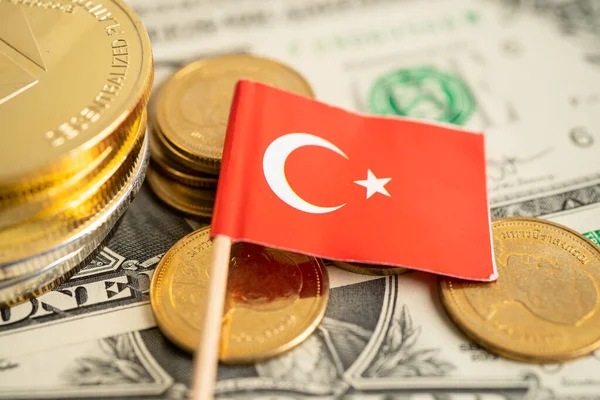 Türkiye Bayrağı Finans Bankacılığı Kavramına Sahip Para Yığını — Stok fotoğraf