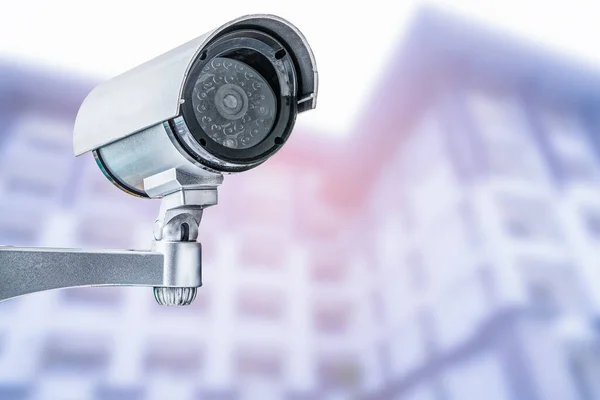 Cctv Gesloten Circuit Camera Monitoring Bij Moderne Kantoorgebouw Bouw Beveiligingssysteem — Stockfoto