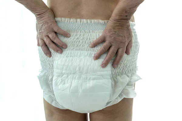 Asian Senior Elderly Old Lady Woman Patient Wearing Incontinence Diaper — Stock Photo, Image