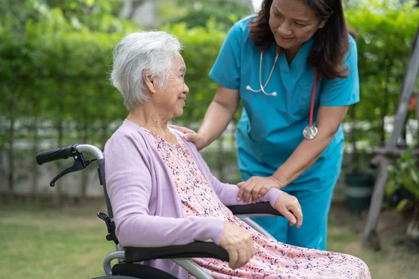 Doctor Caregiver Help Care Asian Senior Elderly Old Lady Woman — Stock Fotó