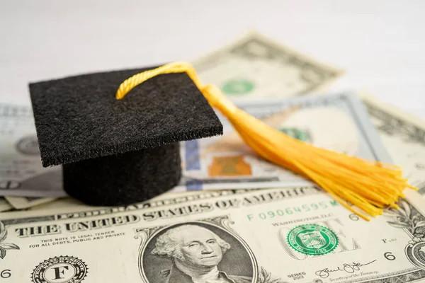 Graduation Gap Hat Dollar Banknotes Money Education Study Fee Learning — 스톡 사진