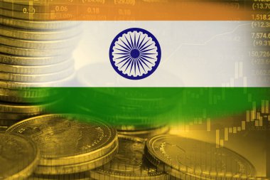 Finansal, madeni para ve Hindistan bayrağı veya Forex borsa yatırımları kar finansmanı ticari eğilimi veri geçmişini analiz etmek için.