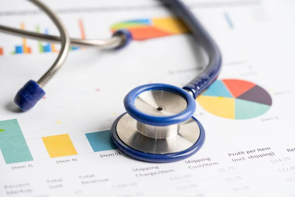 Stethoscope Charts Graphs Paper Finance Account Statistics Investment Analytic Research — Stock Photo, Image