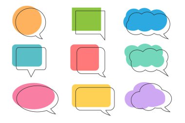 Beyaz arkaplan, geometrik grafik öge üzerinde izole edilmiş renkli çağrı simgeleri