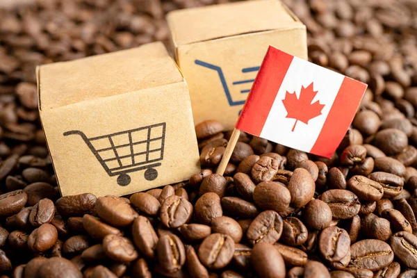 Bandera Canadá Grano Café Importar Comercio Exportación Concepto Comercio Línea — Foto de Stock