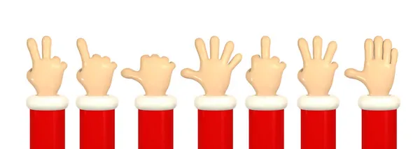 Мультфильм Персонаж Руки Показывает Жесты Пальцев Render Santa Hands Векторная — стоковый вектор