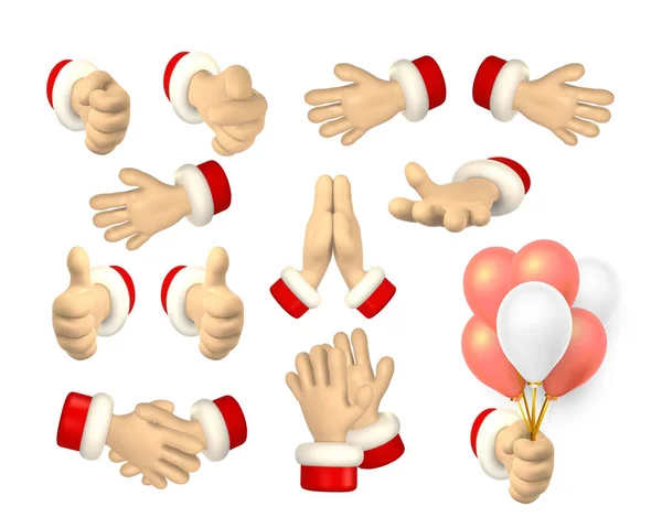 Cartoon Karakter Hand Toont Vinger Gebaren Geef Kerstman Handen Vectorillustratie — Stockvector