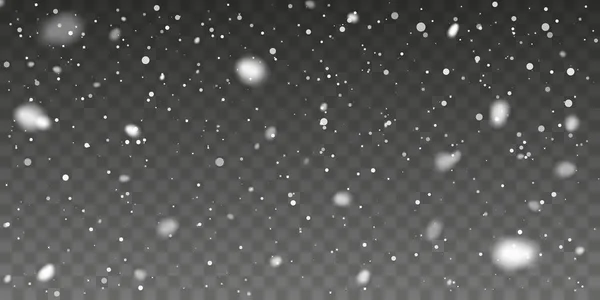 Nieve Navidad Caída Copos Nieve Sobre Fondo Transparente Nevadas Ilustración — Vector de stock