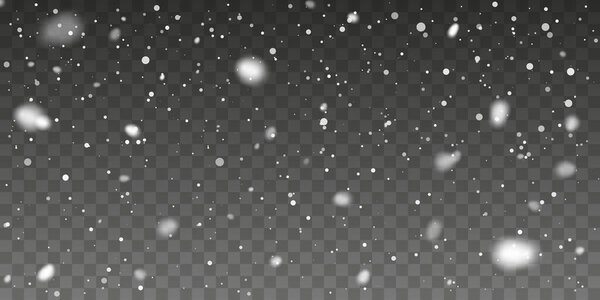 Рождественский снег Падающие снежинки на прозрачном фоне. Снегопад. Векторная иллюстрация.