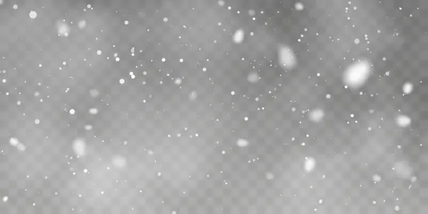 クリスマスの雪 透明な背景に雪片が降っています 降雪だ ベクターイラスト — ストックベクタ