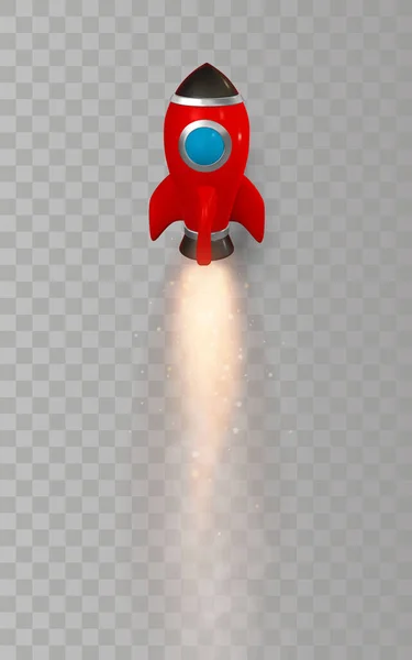 3Dロケット宇宙船がレンダリングされ メッシュで描画します 現実的な現代のデジタルロケット ベクターイラスト — ストックベクタ
