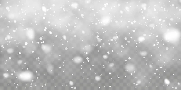 Kerstsneeuw Vallende Sneeuwvlokken Transparante Achtergrond Sneeuwval Vectorillustratie — Stockvector