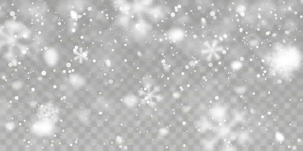 圣诞节的雪雪花飘落在透明的背景上 下雪了矢量说明 — 图库矢量图片