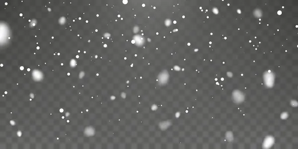 Neve Natale Caduta Fiocchi Neve Sfondo Trasparente Nevicate Illustrazione Vettoriale — Vettoriale Stock