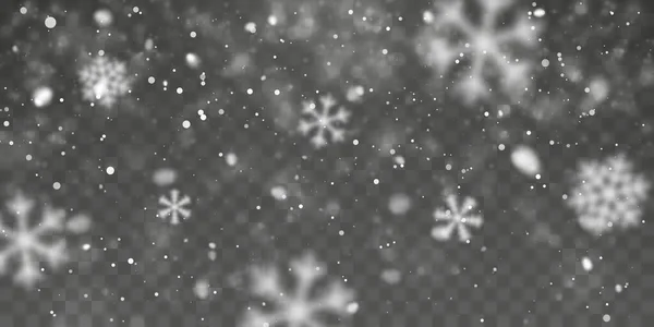 Nieve Navidad Caída Copos Nieve Sobre Fondo Transparente Nevadas Ilustración — Archivo Imágenes Vectoriales