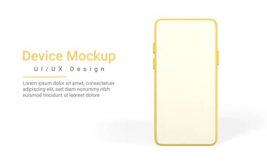 Gerçekçi bir akıllı telefon modeli. Cep telefonu görüntüsü. 3D şablon çizimi. Vektör illüstrasyonu.
