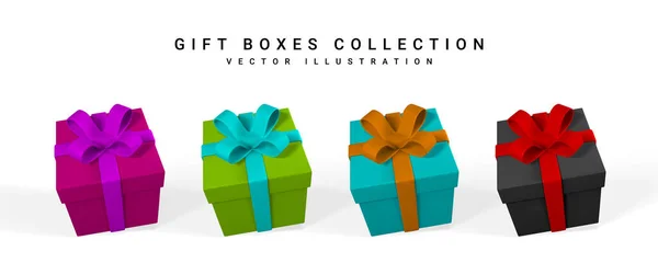 Rendern Und Zeichnen Durch Mesh Realistische Geschenkbox Mit Bogen Papierbox — Stockvektor