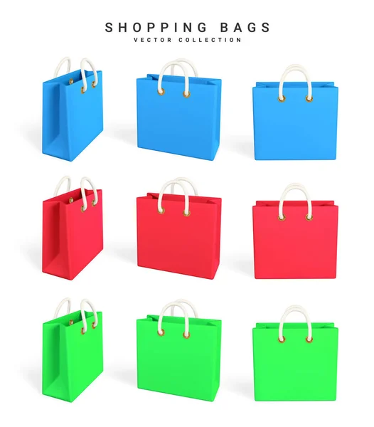 Vazio Vermelho Verde Azul Sacos Compras Conceito Compras Ilustração Vetorial —  Vetores de Stock