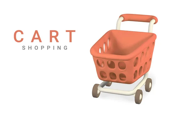 Vacío Carrito Compras Rojo Sobre Fondo Blanco Concepto Compras Ilustración — Vector de stock