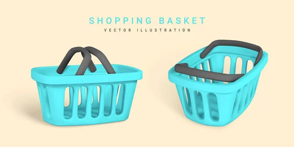 Vacío Cesta Compra Azul Concepto Compras Ilustración Vectorial — Vector de stock
