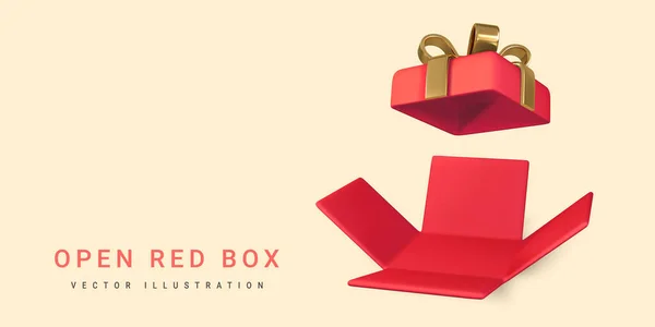 Rendern Und Zeichnen Durch Mesh Realistische Geöffnete Geschenkbox Überraschung Inneren — Stockvektor
