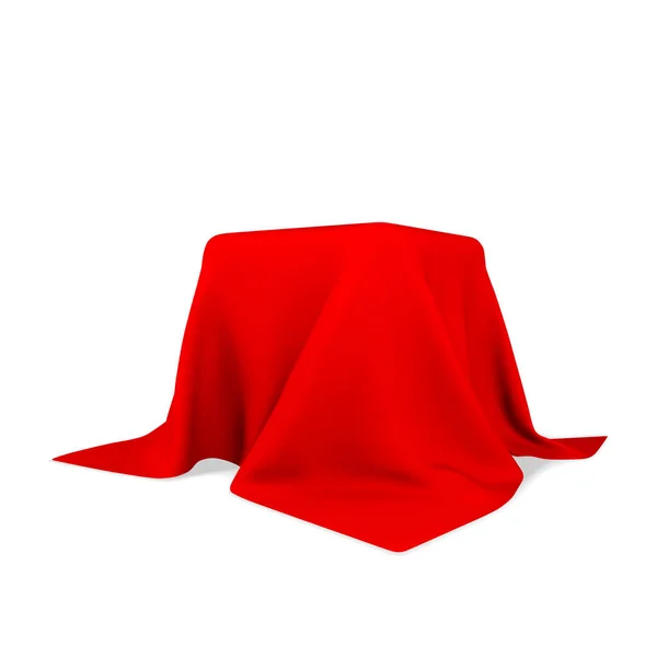 Čtvercový Box Pokrytý Realistickou Červenou Hedvábnou Tkaninou Izolovanou Světlém Pozadí — Stockový vektor
