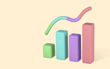 3D illüstrasyon istatistikleri finans şeması grafik analizleri. İş grafiği. Yatırım geliştirme konsepti. Vektör illüstrasyonu.