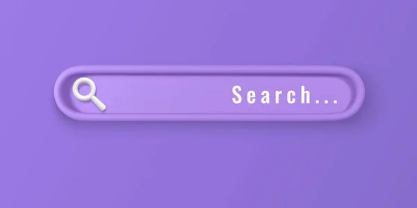 Realistic Search Bar Design Element Cartoon Minimal Style Violet Background — Stock Vector