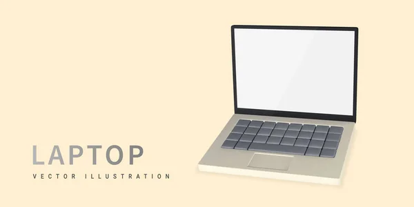 Realistischer Laptop Mit Leerem Bildschirm Auf Hellem Hintergrund Vektorillustration — Stockvektor
