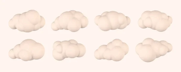 Nubes Plástico Conjunto Nubes Esponjosas Dibujos Animados Redondos Aislados Sobre — Archivo Imágenes Vectoriales