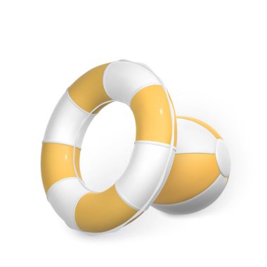 Beyaz arka planda üç boyutlu yüzme ve yüzme topu. Yaz zamanı sembolü. Vektör illüstrasyonu.