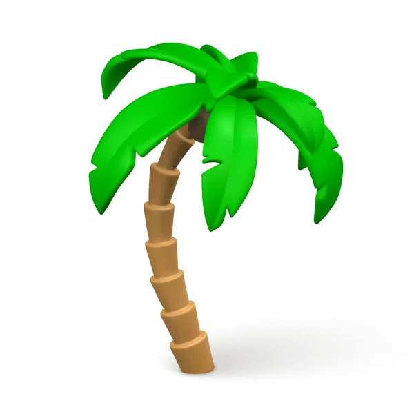 Cute Cartoon Tropical Palm Tree Realistic Jungle Tree White Background — Stock Vector