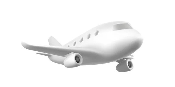 Boyutlu Beyaz Çizgi Film Uçağı Beyaz Arka Planda Gerçekçi Jet — Stok Vektör