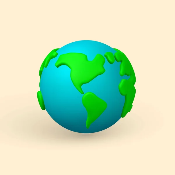 Cartoon Planet Erde Auf Weißem Hintergrund Minimalistischem Stil Vektorillustration — Stockvektor