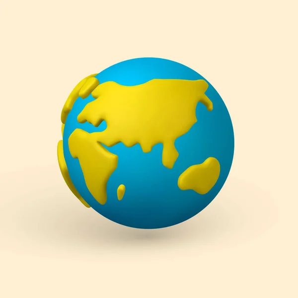 Cartoon Planet Erde Auf Weißem Hintergrund Minimalistischem Stil Vektorillustration — Stockvektor