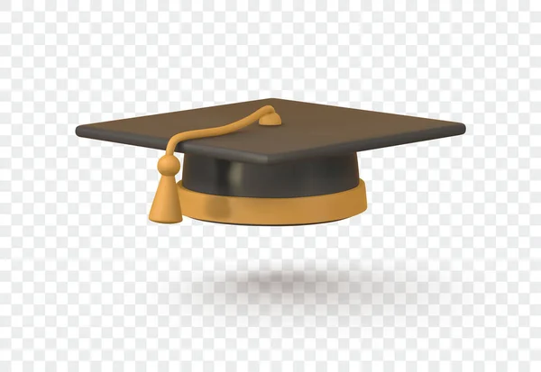 Cute Cartoon Graduation Cap Education Degree Ceremony Concept Vector Illustration — Vettoriale Stock