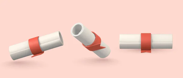 Jolie Bande Dessinée Diplôme Papier Défilement Avec Ruban Éducation Concept — Image vectorielle