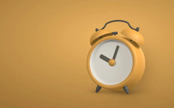 Cute Cartoon Yellow Alarm Clock Realistic Table Clock Shaddow Vector — Vettoriale Stock